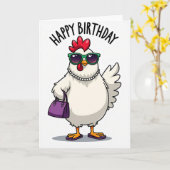 Carte d'anniversaire Cool Chicken (Fleur jaune)