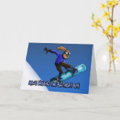 Carte d'anniversaire cool Rabbit Snowboarder (Fleur jaune)
