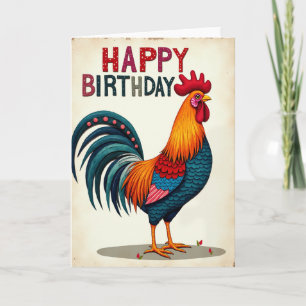 Carte d'anniversaire Coq Joyeux