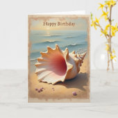 Carte d'anniversaire Coquillage (Fleur jaune)