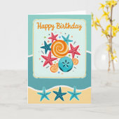 Carte d'anniversaire Coquilles (Fleur jaune)