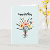 Carte d'anniversaire Corail Pêche (Fleur jaune)