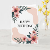 Carte d'anniversaire Corail Rose (Fleur jaune)