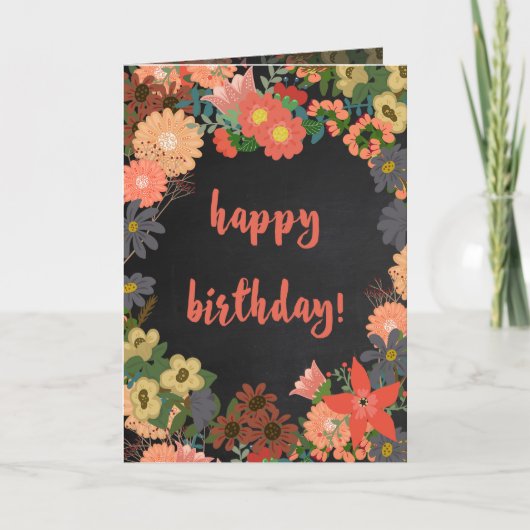 Carte d'anniversaire Coral, Or et Gris (Devant)