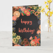 Carte d'anniversaire Coral, Or et Gris (Fleur jaune)