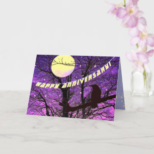 Carte d'anniversaire Corbeau, Lune, Soleil, Étoile