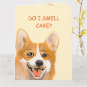 Carte d'anniversaire Corgi (Fleur jaune)
