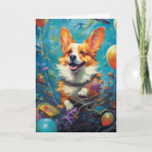 Carte d'anniversaire Corgi avec ballons  (Devant)
