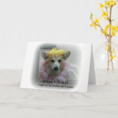 Carte d'anniversaire Corgi Queen (Fleur jaune)