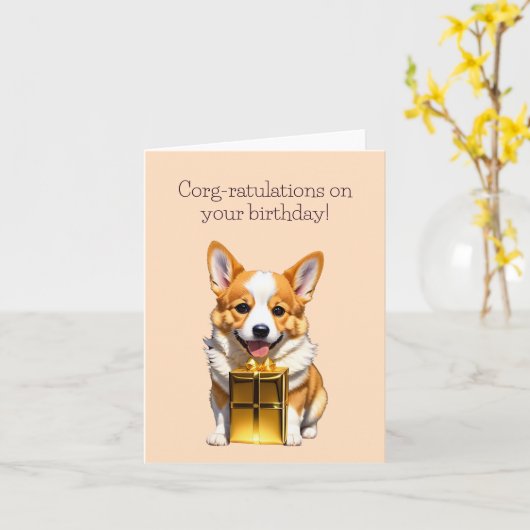Carte d'Anniversaire Corgi-rific mignonne (Fleur jaune)