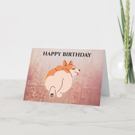 CARTE D'ANNIVERSAIRE CORGI. Texte modifiable. (Devant)