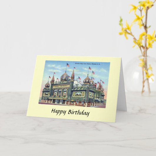 Carte d'anniversaire - Corn Palace, Mitchell, S Da (Fleur jaune)