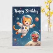 Carte d'anniversaire Cosmic Kitty (Fleur jaune)