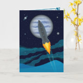 Carte d'anniversaire Cosmic Rocketship (Fleur jaune)