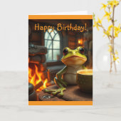 Carte d'anniversaire Cosy Frog (Fleur jaune)