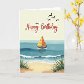 Carte d'anniversaire côtière (Fleur jaune)