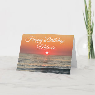Carte d'anniversaire côtière coucher de soleil Ora