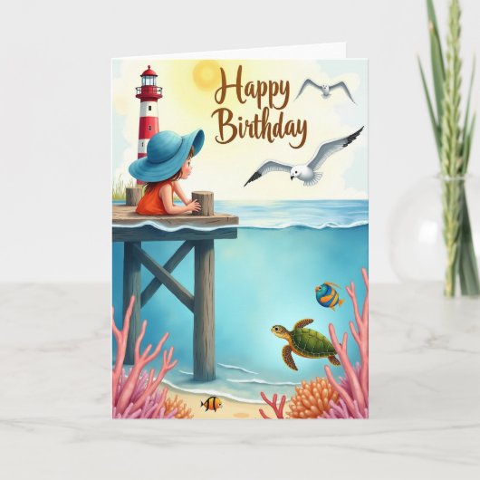 Carte d'anniversaire côtière joyeuse (Devant)