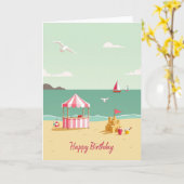 Carte d'anniversaire côtière sereine (Fleur jaune)