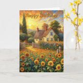 Carte d'anniversaire Cottage and Sunflowers (Fleur jaune)