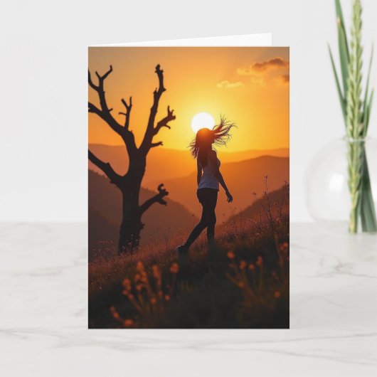 Carte d'anniversaire Coucher de soleil (Devant)