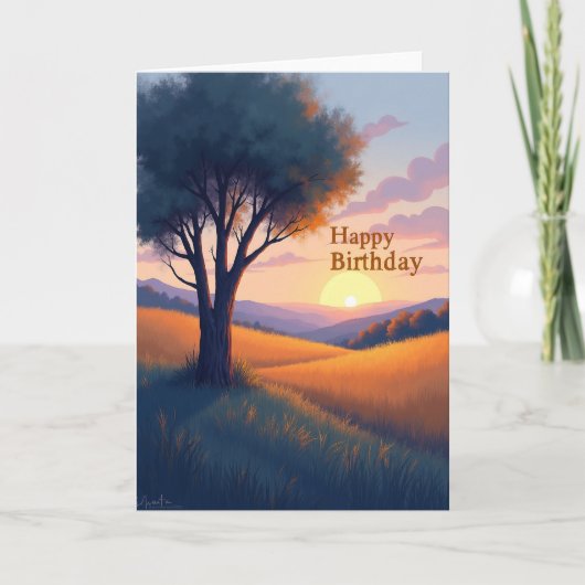 Carte d'anniversaire Coucher de soleil chaud (Devant)