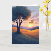 Carte d'anniversaire Coucher de soleil chaud (Fleur jaune)