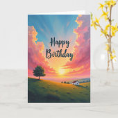 Carte d'anniversaire Coucher de soleil Ciel (Fleur jaune)