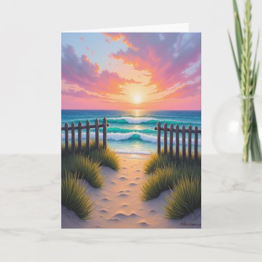 Carte d'anniversaire Coucher de soleil côtier (Devant)