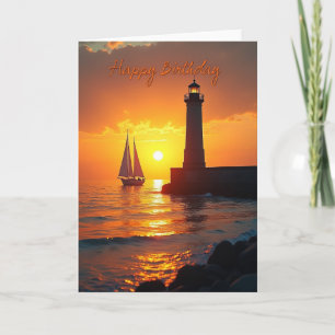 Carte d'anniversaire coucher de soleil doré