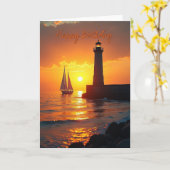 Carte d'anniversaire coucher de soleil doré (Fleur jaune)