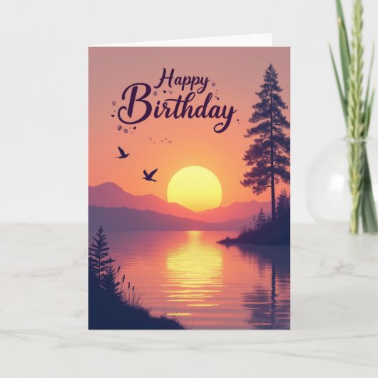 Carte d'anniversaire Coucher de soleil doux (Devant)