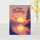 Carte d'anniversaire Coucher de soleil doux (Fleur jaune)