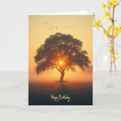 Carte d'anniversaire Coucher de soleil paisible (Fleur jaune)