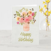 Carte d'Anniversaire Couleur de Pêche (Fleur jaune)