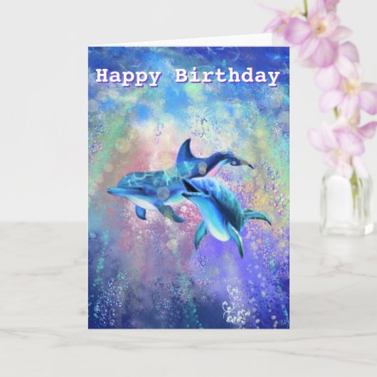 Carte d'anniversaire Couple de dauphins - Votre Te (Orchidée)