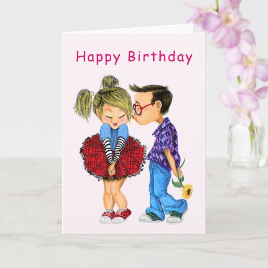 Carte d'Anniversaire Couple Love - Personnalisable (Orchidée)