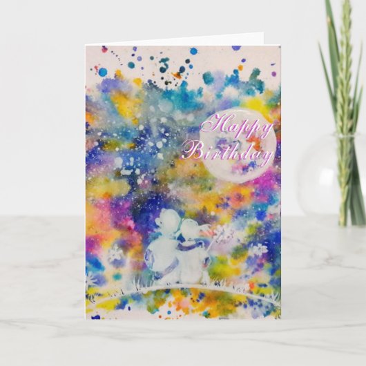 Carte d'anniversaire Couple Moon Dreams - Peinture (Devant)