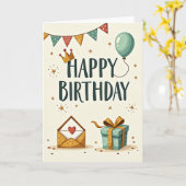 Carte d'anniversaire couronne (Fleur jaune)