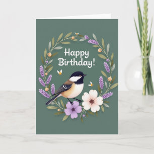 Carte d'anniversaire Couronne d'oiseau joyeux