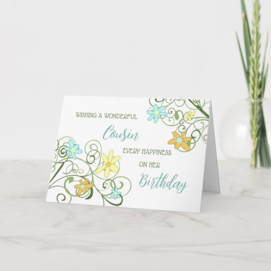 Carte d'anniversaire Cousin Fleurs du Jardin (Devant)