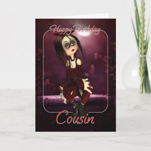 Carte d'anniversaire Cousin - Moonis Rag Doll Goth