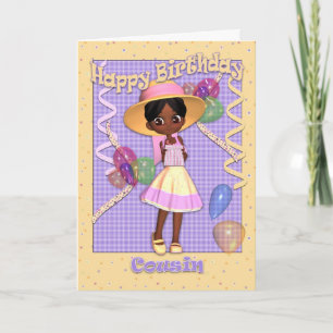 Carte d'anniversaire Cousin - Petite fille mignonn