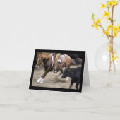 Carte d'anniversaire Cowboy et Cutting Horse (Fleur jaune)