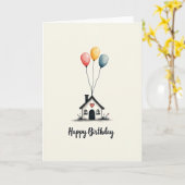 Carte d'anniversaire Cozy Heart Home (Fleur jaune)