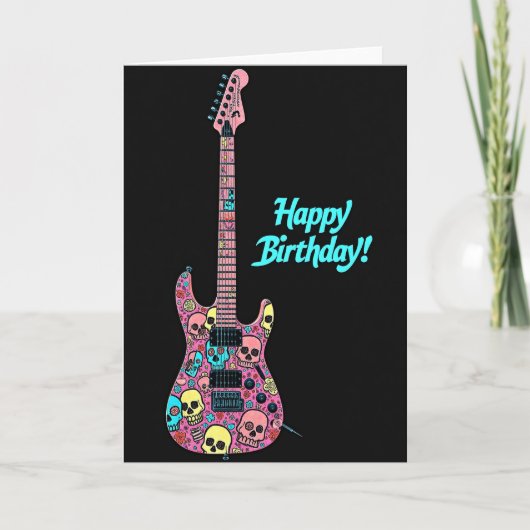 Carte d'anniversaire crâne de rockeurs (Devant)