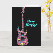Carte d'anniversaire crâne de rockeurs (Fleur jaune)