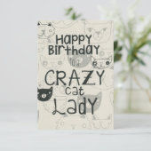 Carte d'anniversaire Crazy Cat Lady (Debout devant)