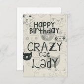 Carte d'anniversaire Crazy Cat Lady (Devant / Derrière)