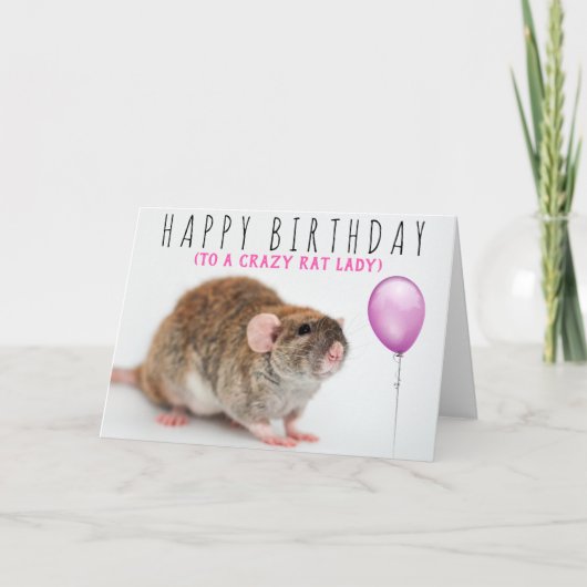Carte d'anniversaire Crazy Rat Lady (Devant)